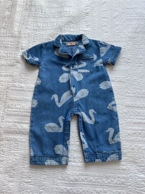 Tiny Cottons BIG SWANS BABY ONE-PIECE